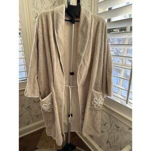 Mark Travers Australia Terry Cloth Luxury Robe Pockets Beige Textured Large